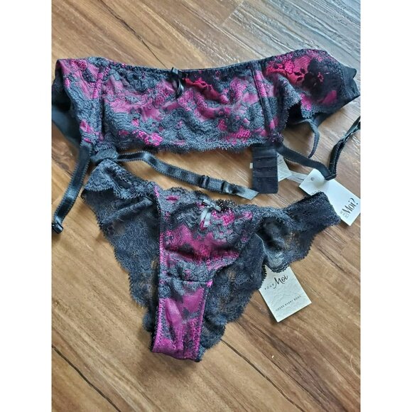 Pour Moi Unpadded Bra Fushcia Black 34gg - Picture 3 of 4